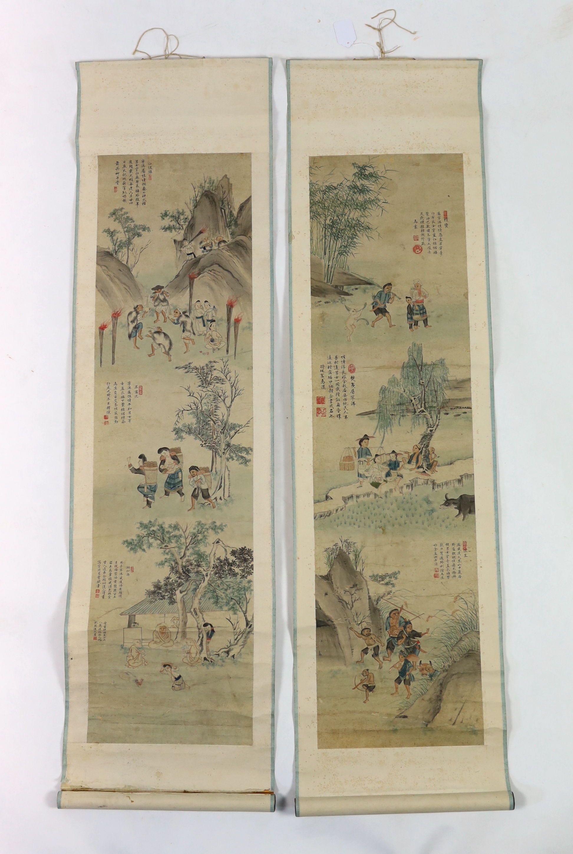 A pair of Chinese scroll paintings on paper, late 19th/early 20th century